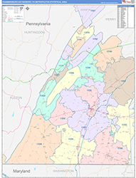 Chambersburg-Waynesboro Metro Area Wall Map Color Cast Style 2026